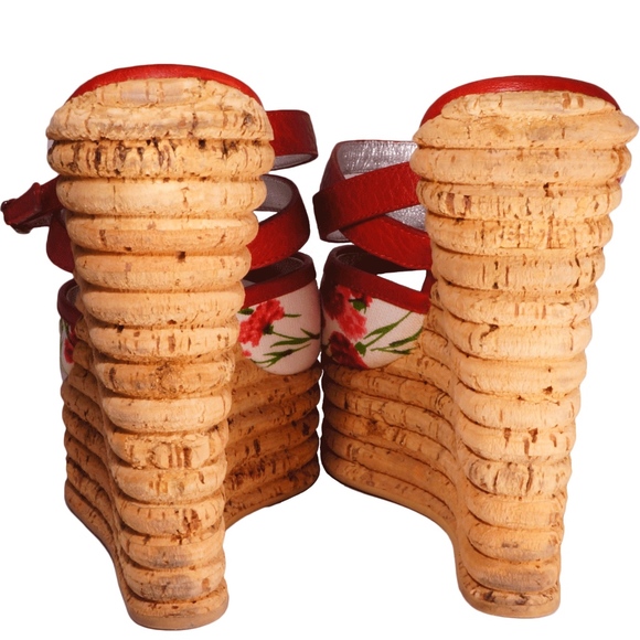 DOLCE & GABBANA FLORAL PRINT WEDGE SANDALS - Picture 5 of 6